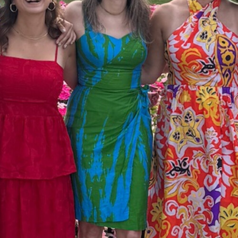 1950s True vintage Ruby of Miami green and blue party dress - Picture 2 of 13